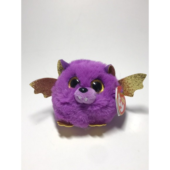 Ty Beanie Balls Puffies HASTIE the Halloween Purple Bat 4" Plush Stuffed Animal - Picture 5 of 9